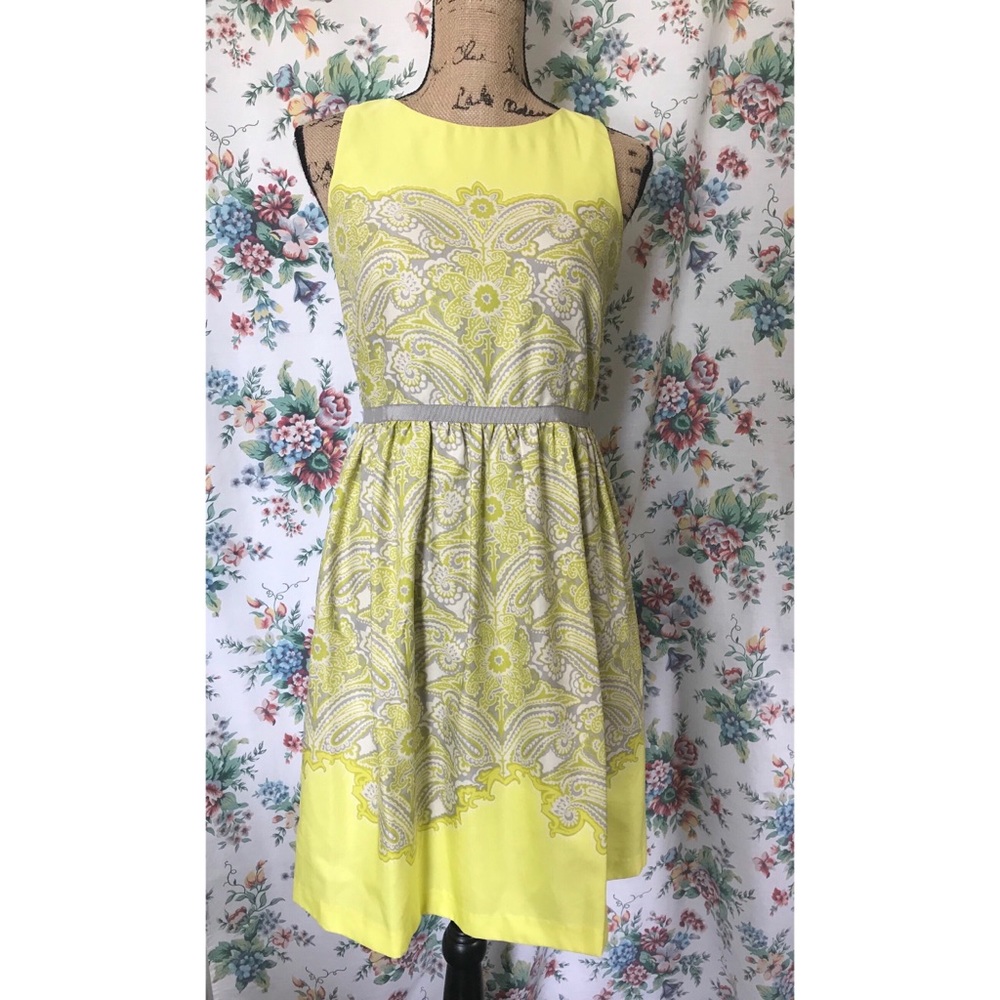 Ann Taylor Loft Green Paisley Dress Summer Flowey